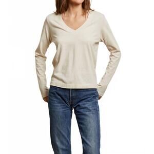 NEW PERFECTWHITETEE sinatra long sleeve v neck top in sugar